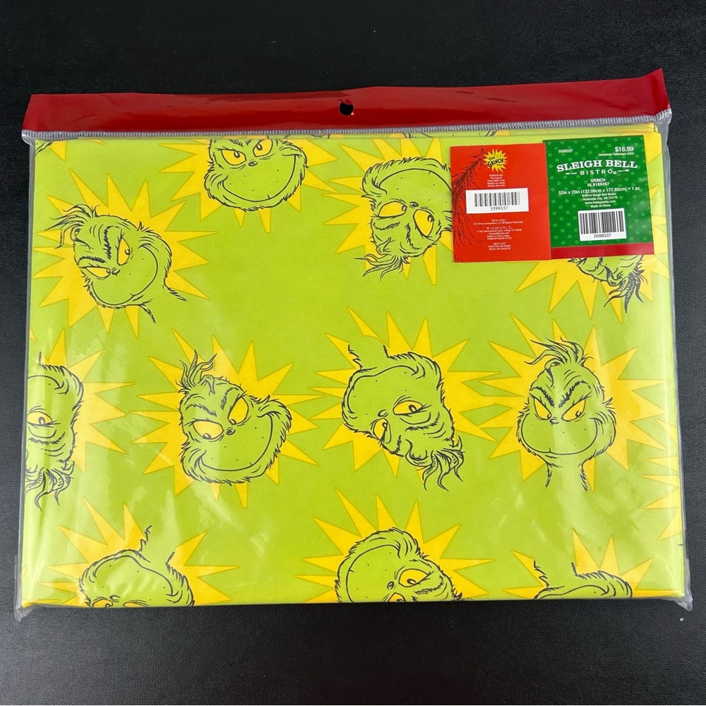 The Grinch Christmas Vinyl Tablecloth 52 x 70 Inches Holiday Decoration